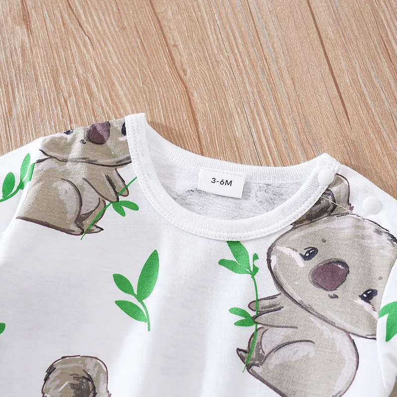 Mameluco de algodón para bebé de manga larga con koala estampado - imagen 5