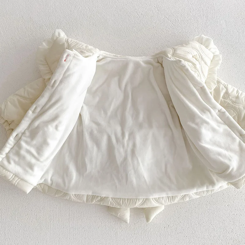 Parka infantil suave para niña con forro polar y lazo - imagen 4