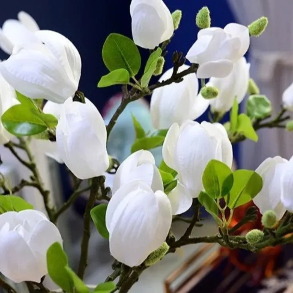 Ramo de magnolia artificial Real Touch de seda sin decoloración - imagen 3