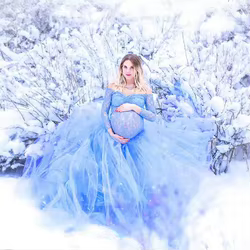 Vestido de maternidad maxi manga larga con encaje para fotos