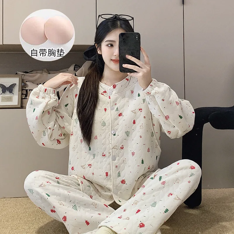 Pijama lactancia maternidad fresa manga larga otoño invierno - imagen 3