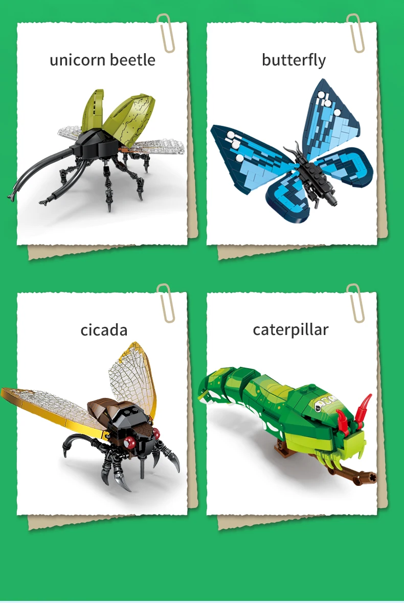 Insectos y unicornio ensamblados