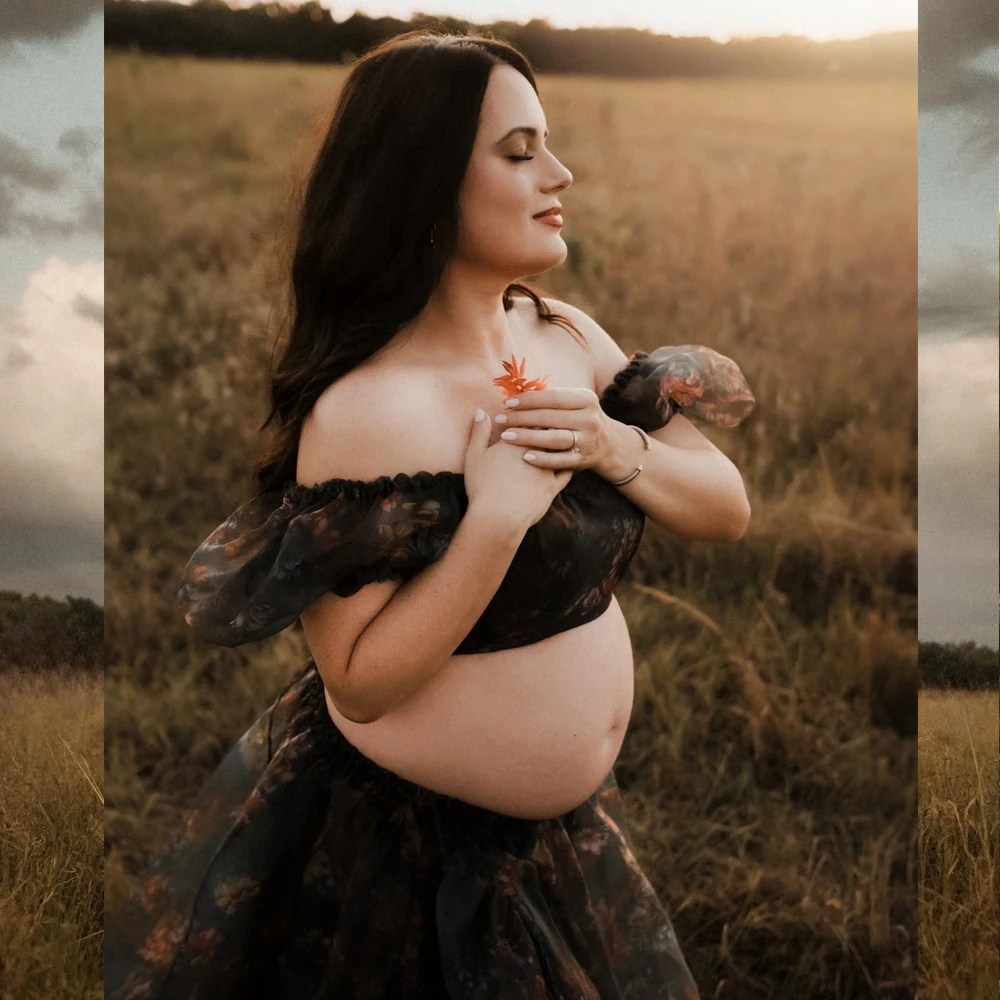 Vestido de maternidad bohemio de gasa para sesión de embarazo - imagen 5
