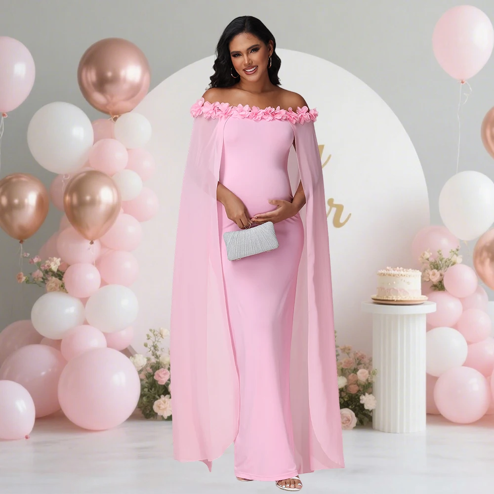 Vestido de maternidad floral con hombros descubiertos maxi - imagen 4