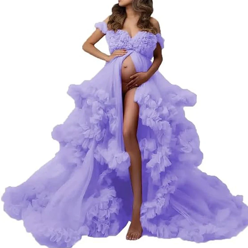 Vestido de maternidad cruzado fluido para sesión fotográfica - imagen 3