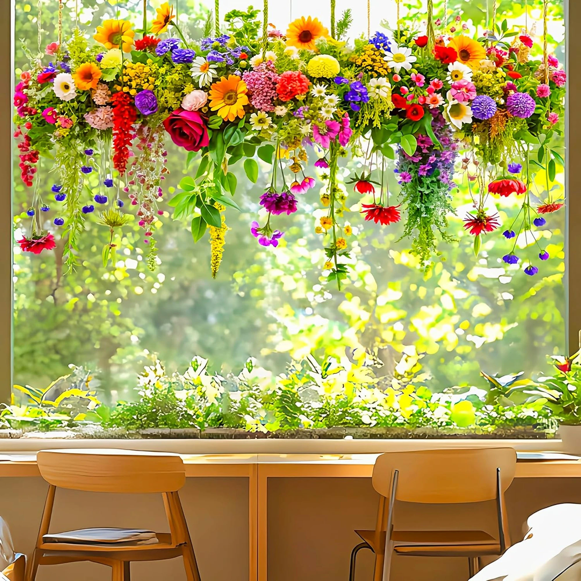 Pegatinas para ventanas reutilizables con flores vibrantes - imagen 3