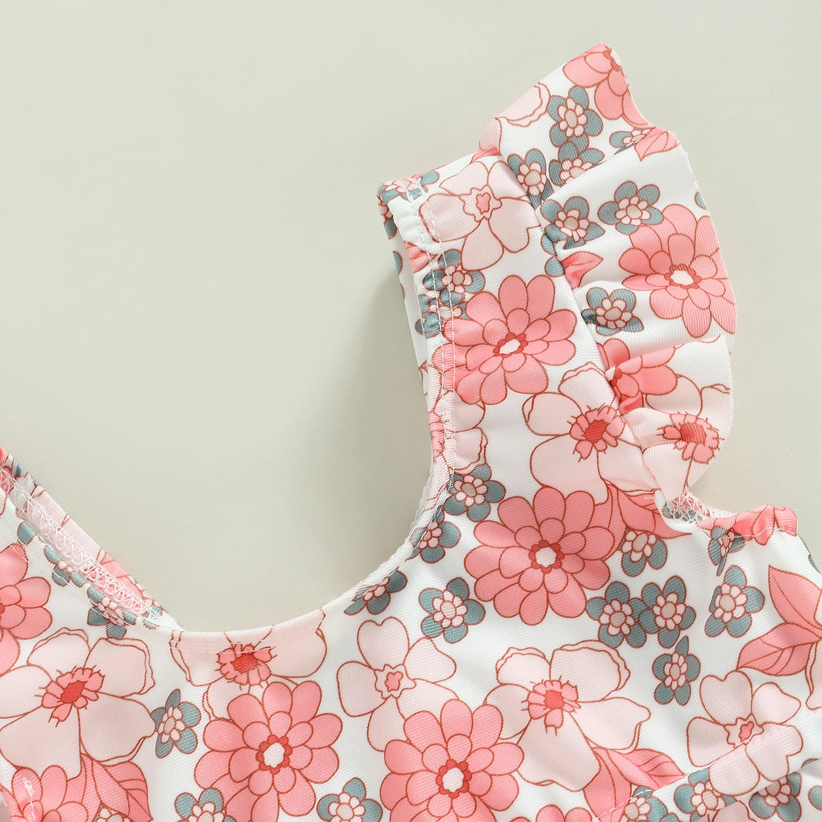 Bikini niña estampado floral con tirantes tipo halter de playa - imagen 2