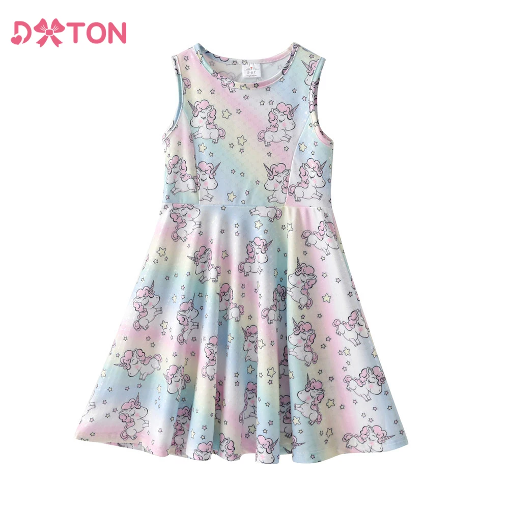 Vestido unicornio estampado para niña Dxton – Fresco y cómodo