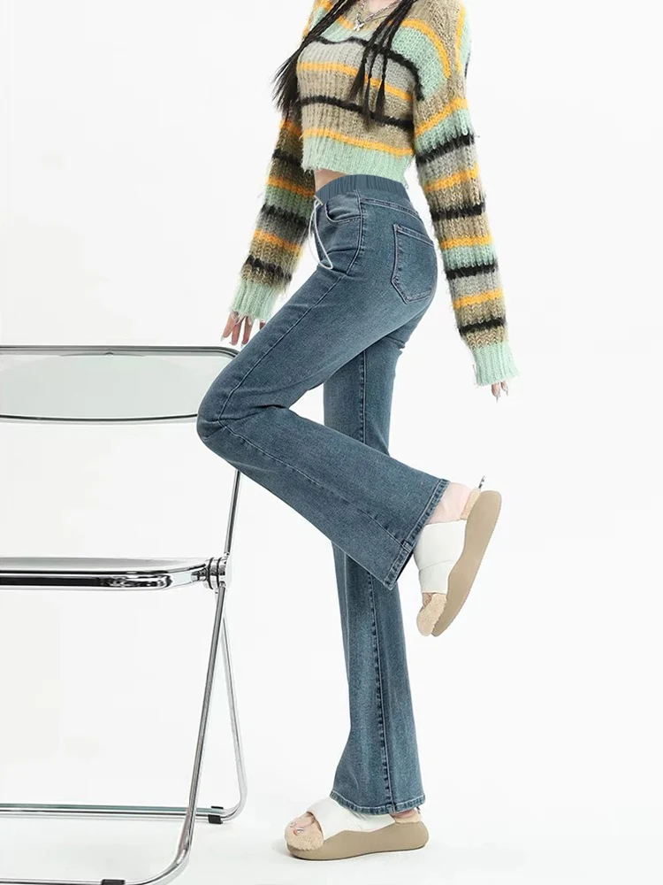 Jeans premamá vaqueros acampanados con cintura elástica y cordón - imagen 3