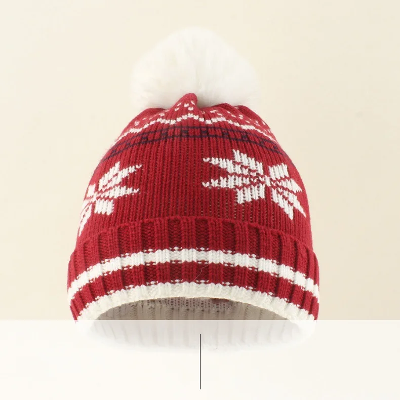 Gorro de Jacquard con copo de nieve retro en tonos navideños