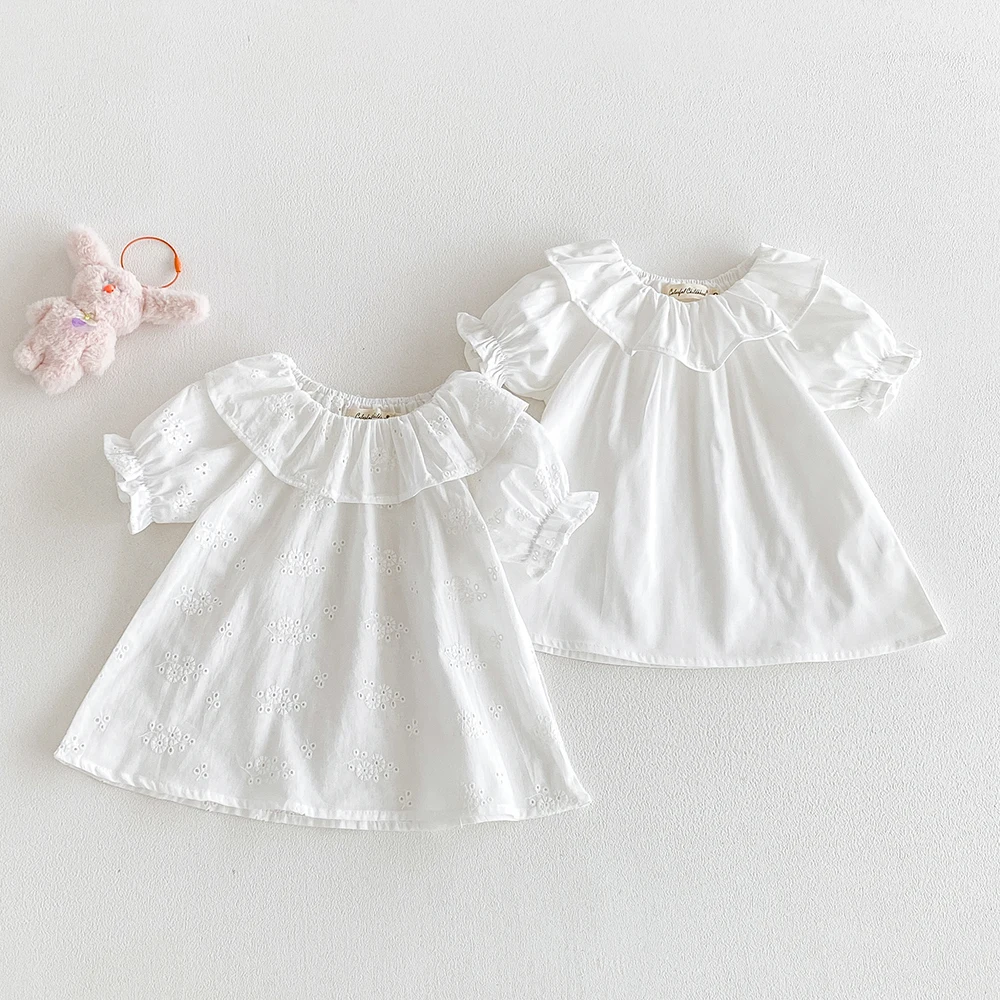Blusa de algodón transpirable niña con cuello de volantes - imagen 4