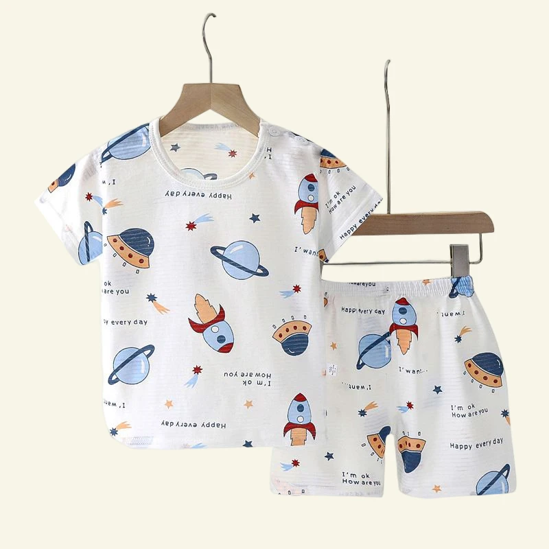 Pijama infantil manga corta – Algodón suave con dibujos animados - imagen 2