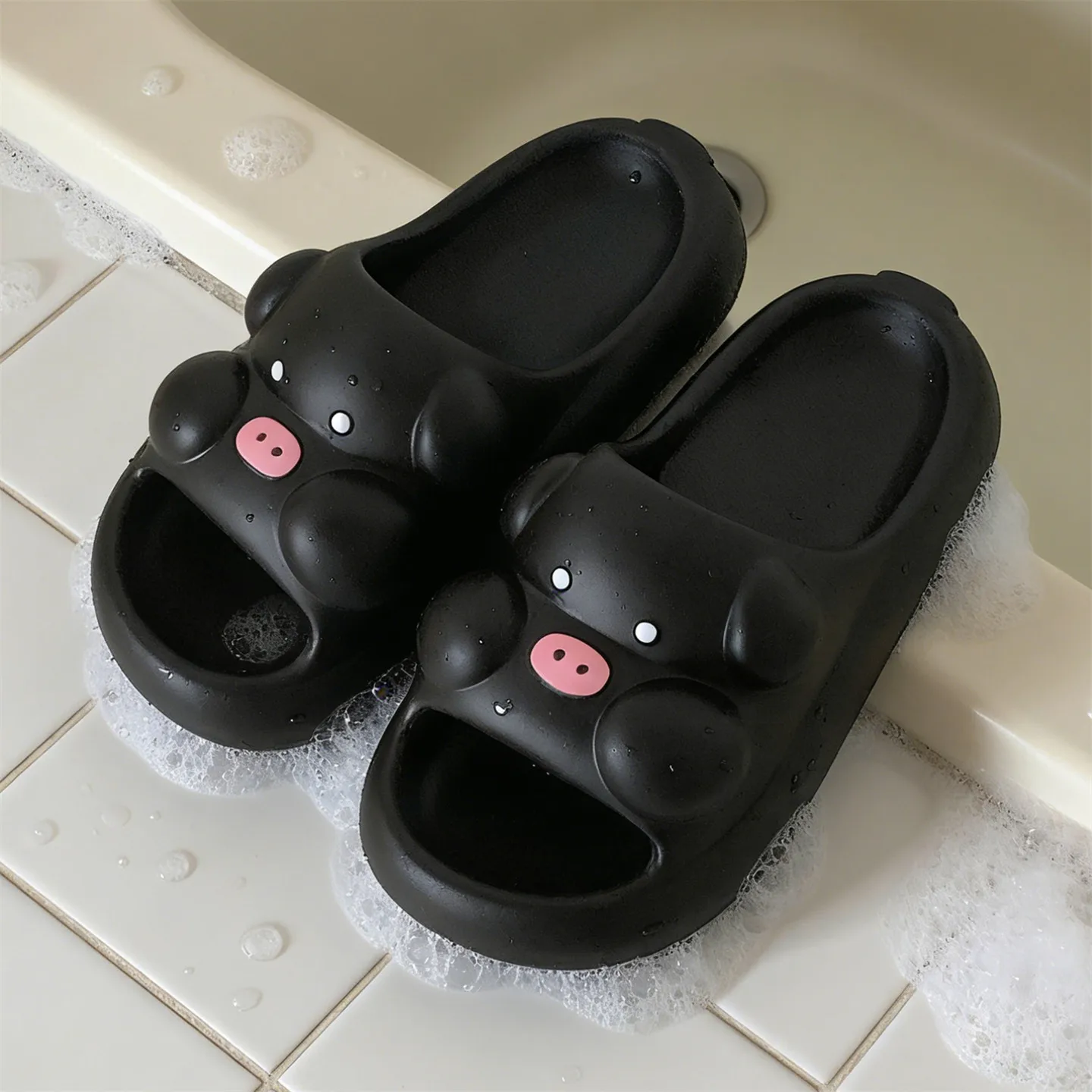 Pantuflas de baño antideslizantes EVA con cerdito suave y suela gruesa - imagen 4