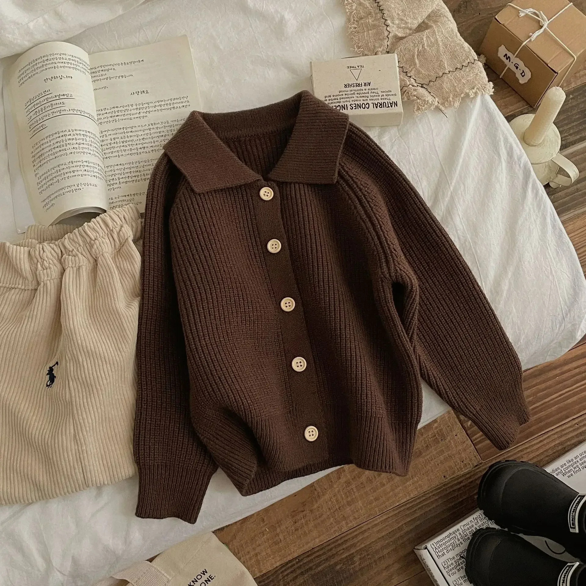 Cárdigan de lana para niños, grueso y cálido para invierno - imagen 3