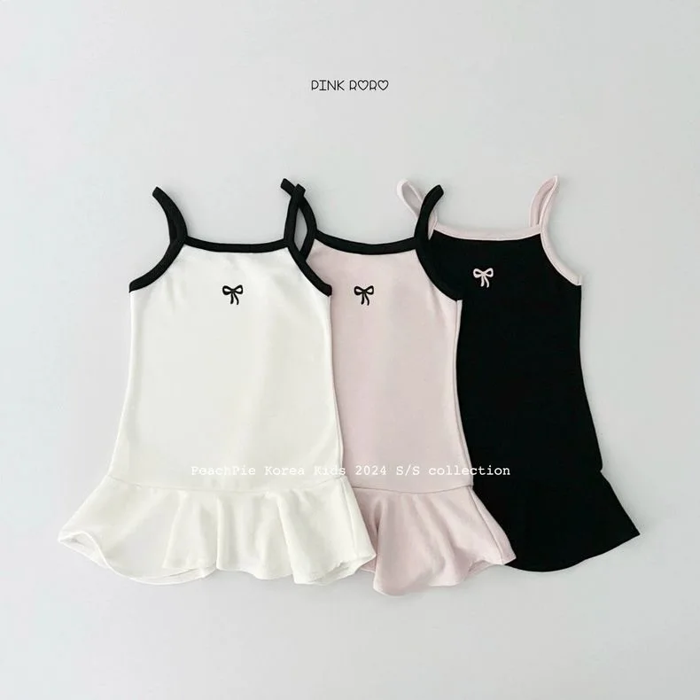 Vestido de verano sin mangas para niña con tirantes y volantes - imagen 3