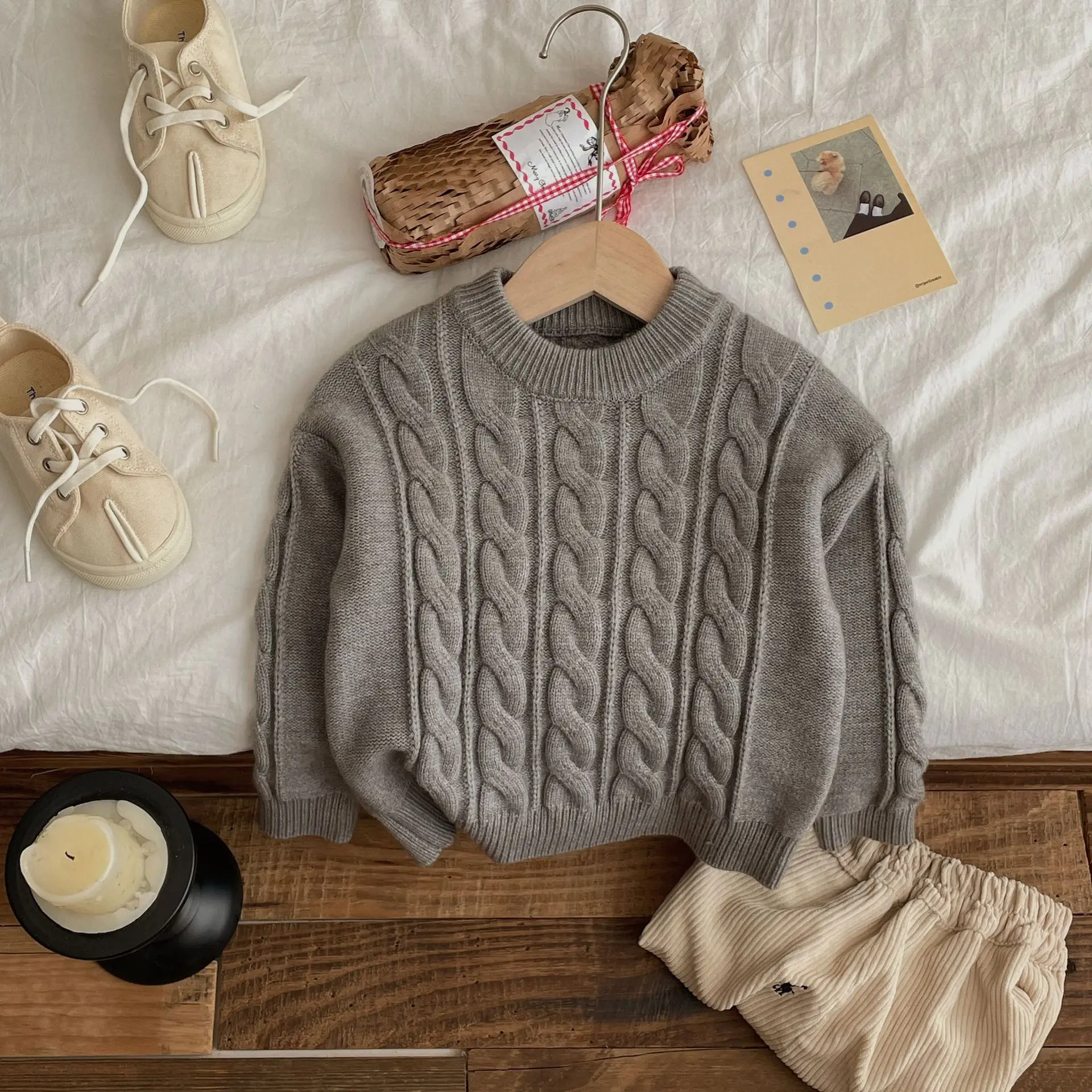 Jersey bebé de algodón grueso para otoño e invierno, cuello redondo - imagen 2