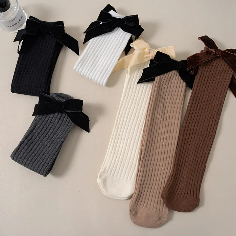 Calcetines altos de algodón suave con lazo de princesa escolares - imagen 3
