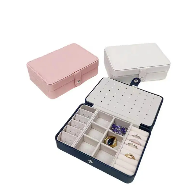 Joyero organizador portátil de cuero PU para pendientes y collares - imagen 5