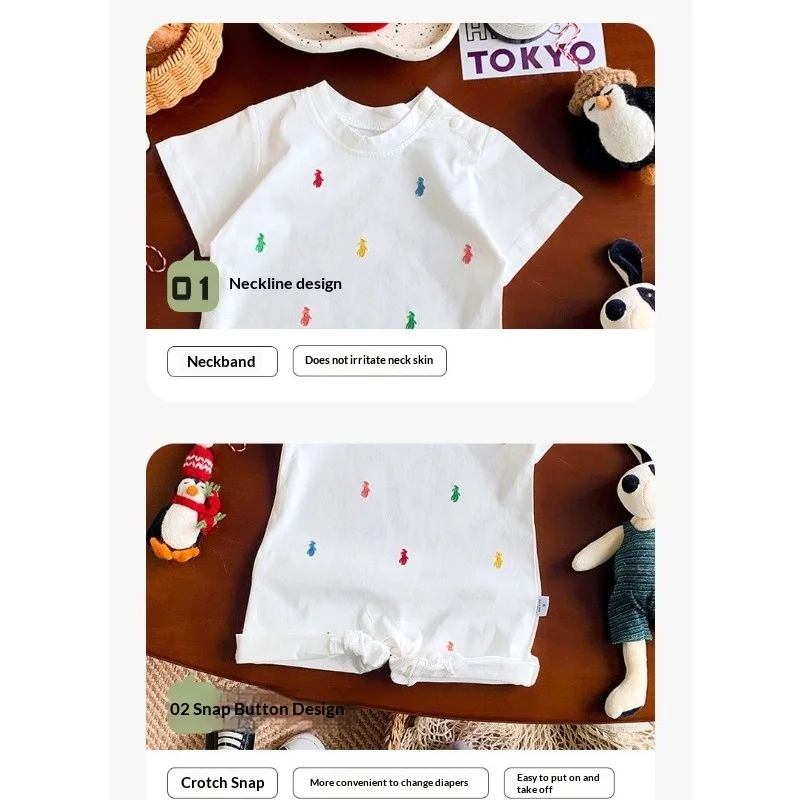 Mameluco de verano manga corta bebé, pijama ligero para gatear - imagen 5