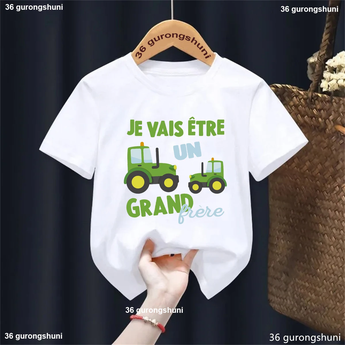 Camiseta hermano mayor niño con estampado camión para anuncio embarazo - imagen 5