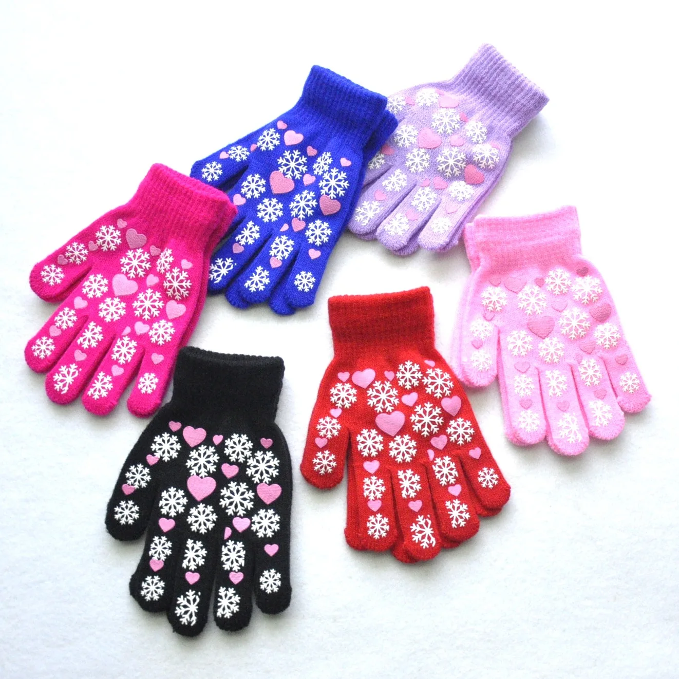Guantes de invierno para niños 6-11 años con copos de nieve tejidos - imagen 4