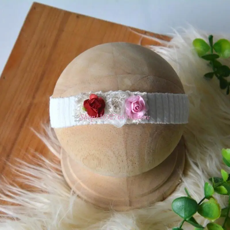 R6FD diadema elástica niña con flores en algodón y poliéster