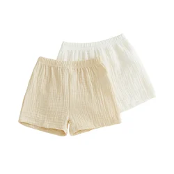 Pantalones cortos de verano para niños con cintura elástica lisos