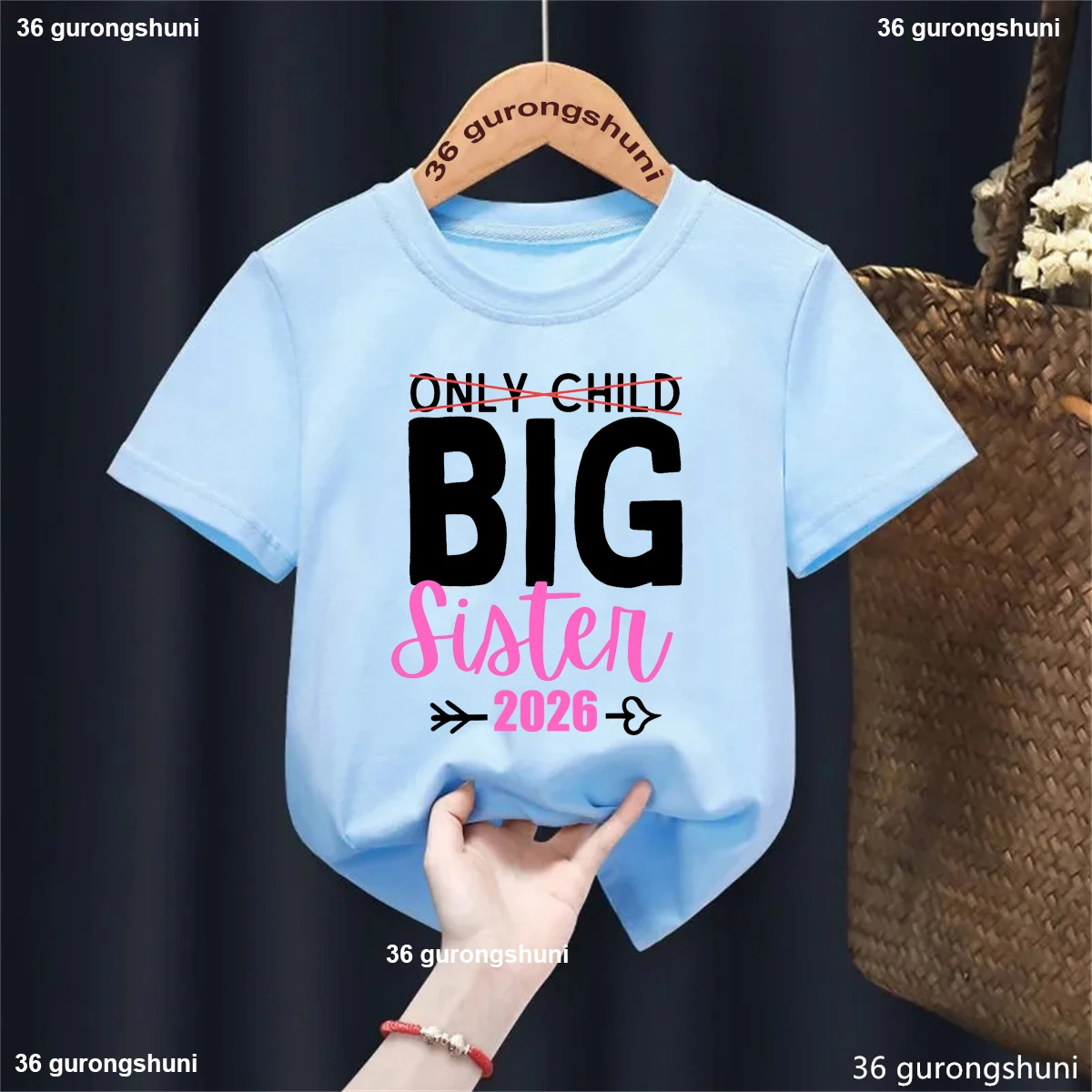 Camiseta hermana mayor con corazón para anuncio de embarazo - imagen 3