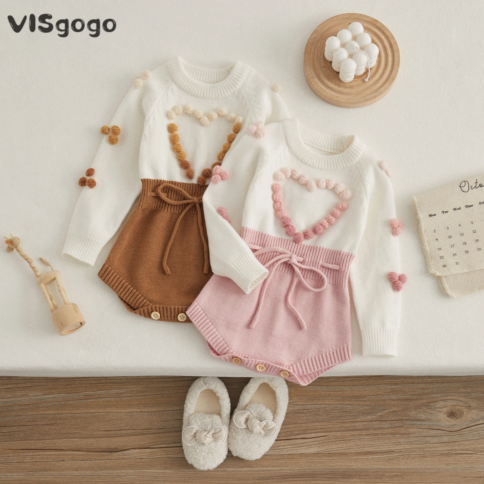 VISgogo jersey de punto con corazón para bebé niña – Otoño Invierno - imagen 2