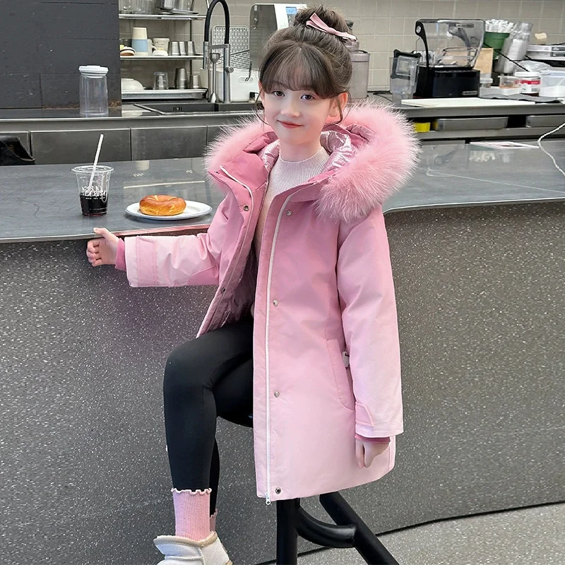 Parka de invierno con capucha para niña, chaqueta cálida - imagen 4