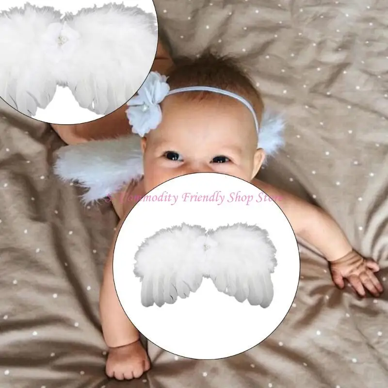 85AE Accesorios para sesión de fotos recién nacido con plumas - imagen 4
