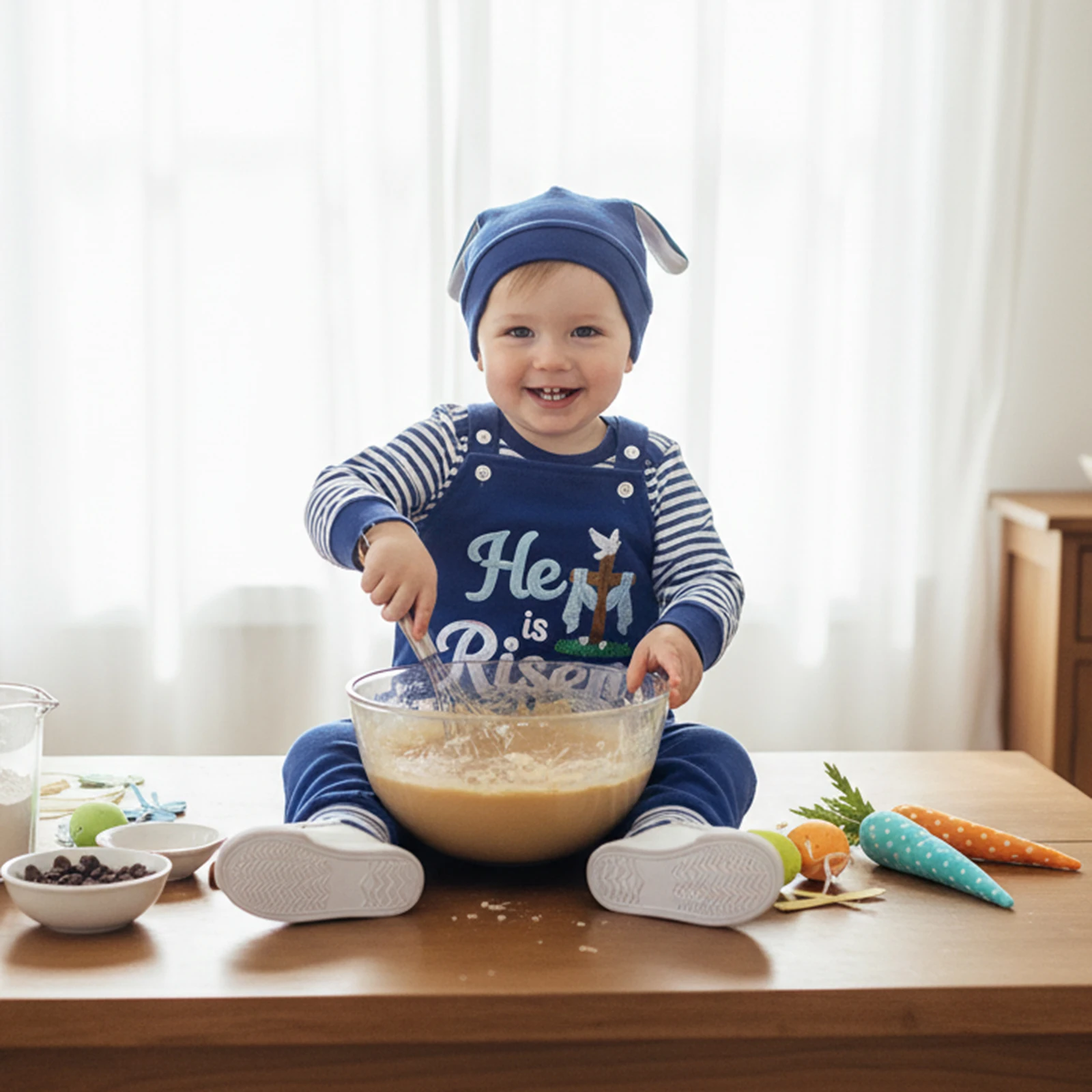 VISgogo Conjunto de Pascua para bebé niño con mameluco y gorro - imagen 2