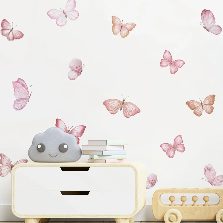 Pegatinas de pared acuarela de globos aerostáticos y mariposas