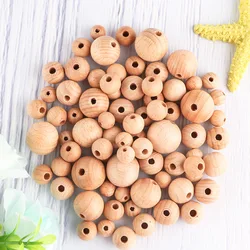 Cuentas de madera de haya para pulseras DIY, color natural