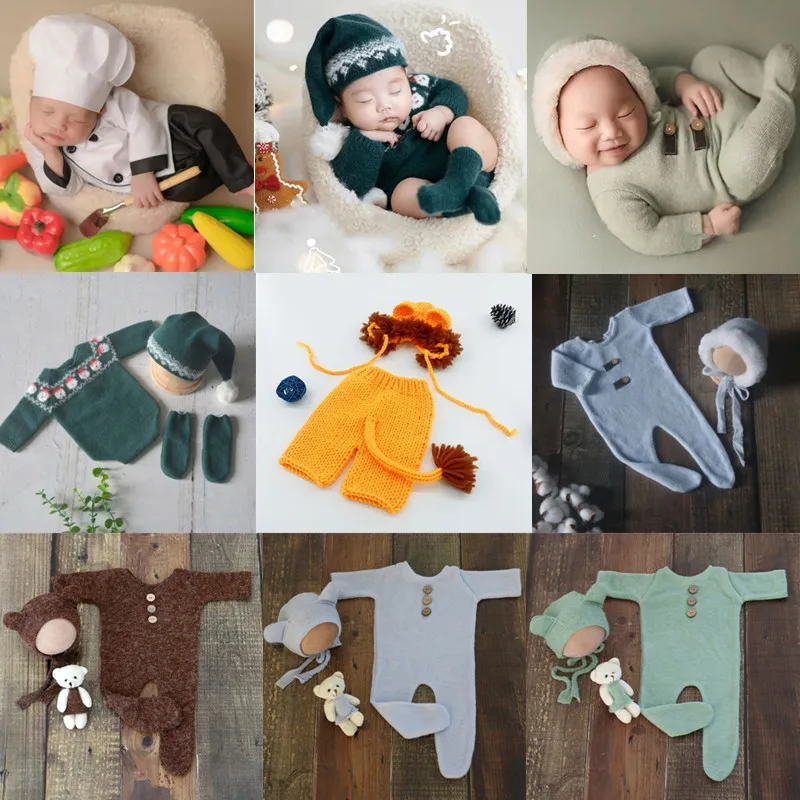 Conjunto gorro mameluco punto bebe - Sesion recien nacido 2024