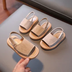 Sandalias de cuero para niñas con punta abierta y suela cómoda
