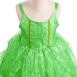Vestido niña verde princesa con falda de volantes festivos en capas