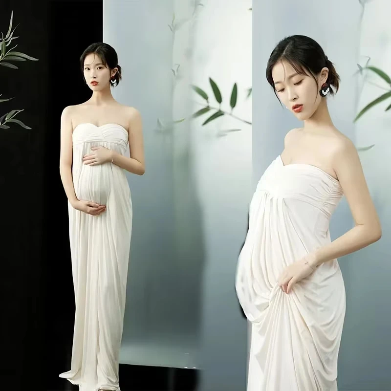 Vestido tubo blanco para embarazada – Sesión fotos - imagen 5