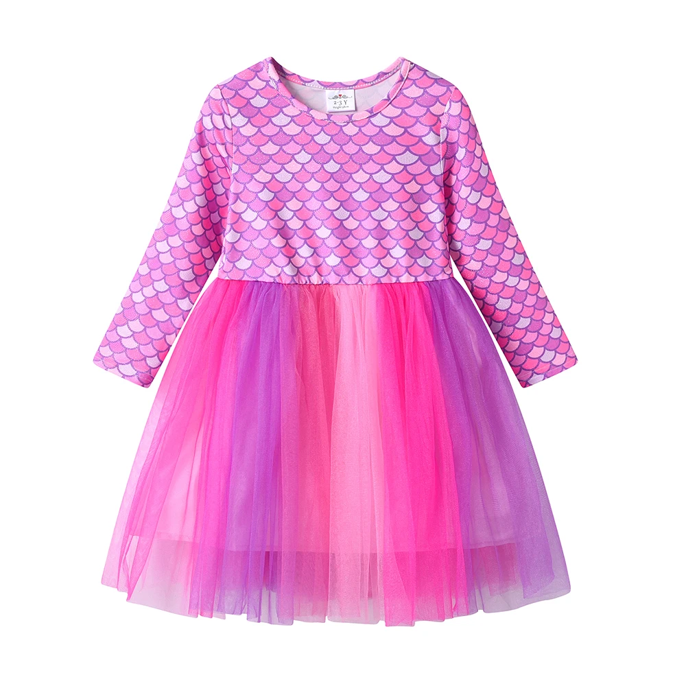 DXTON Vestido tutú de princesa para niña manga larga