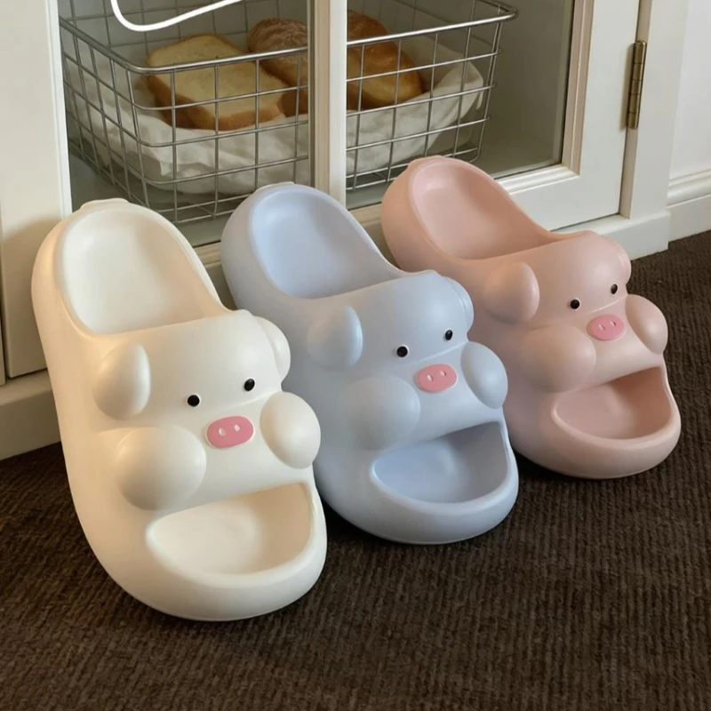 Pantuflas de baño antideslizantes EVA con cerdito suave y suela gruesa - imagen 5