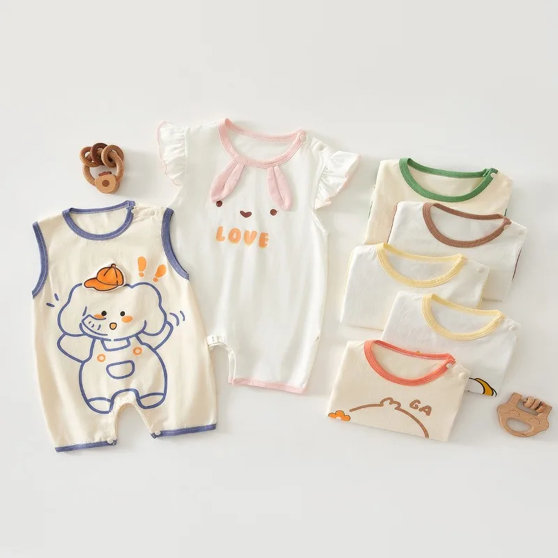Mono de bebé sin mangas de jersey de verano con dibujos animados - imagen 2