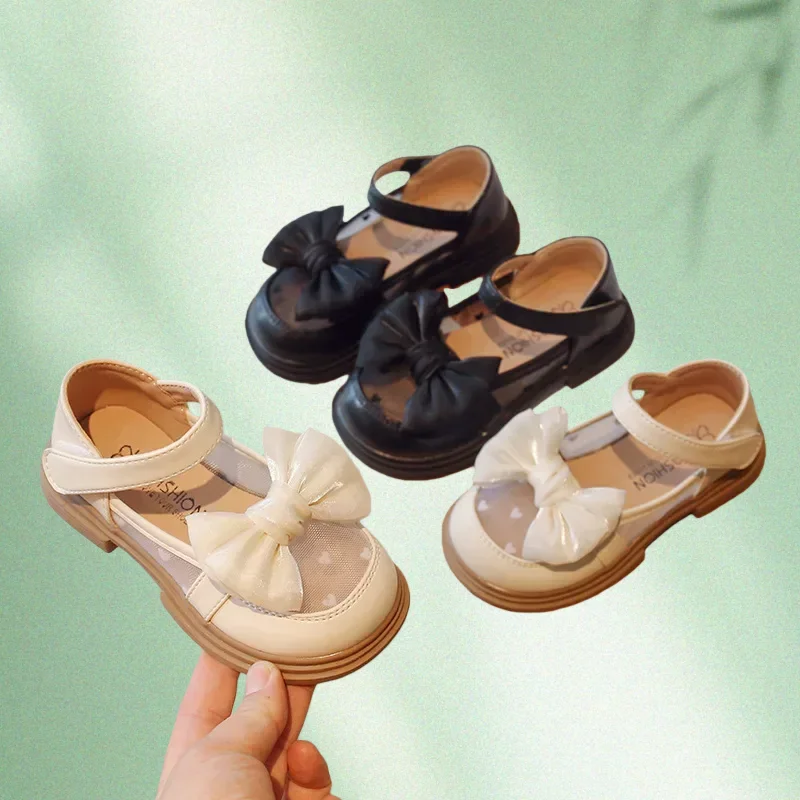 Zapatos de niña princesa con lazo y encaje para verano