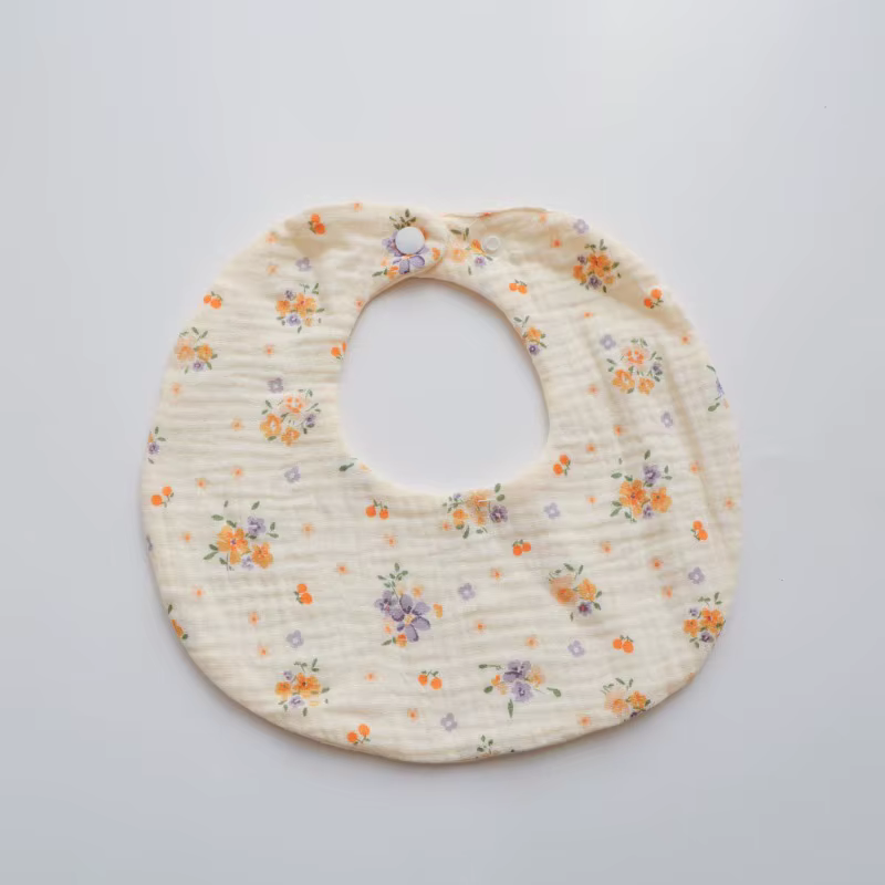 Babero bandana de gasa arrugada con floral para recién nacidos - imagen 5