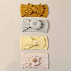 Diademas para bebé con lazo de flores y turbante elástico suave