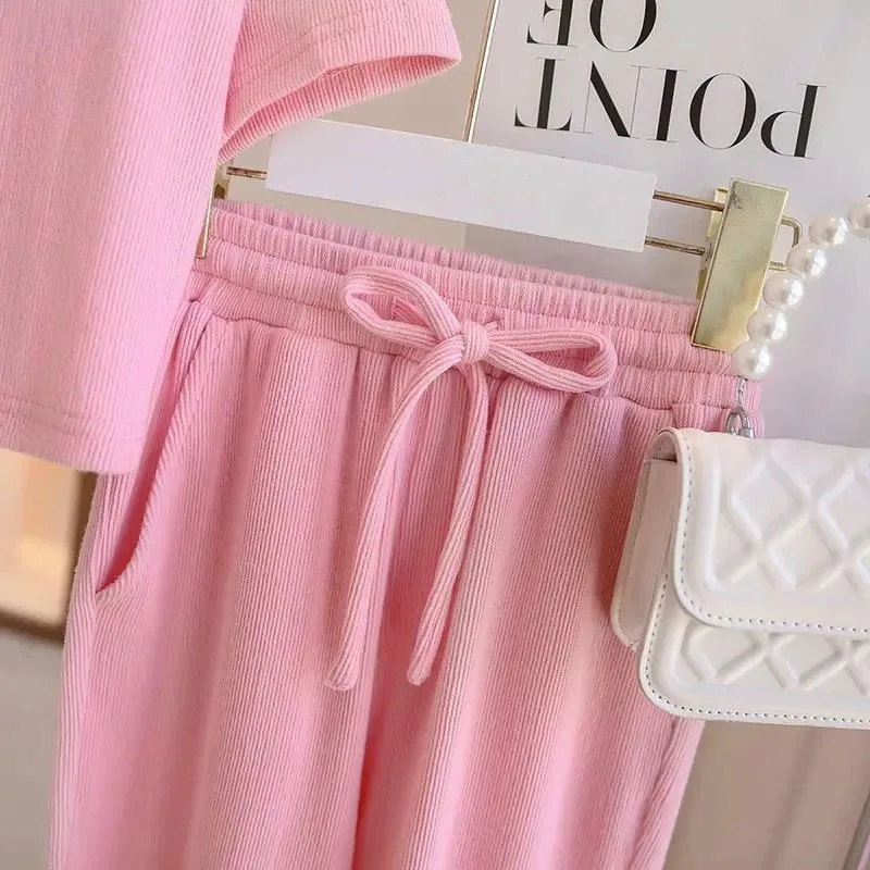 Conjunto de verano para niña: camiseta fina y pantalón ancho - imagen 5
