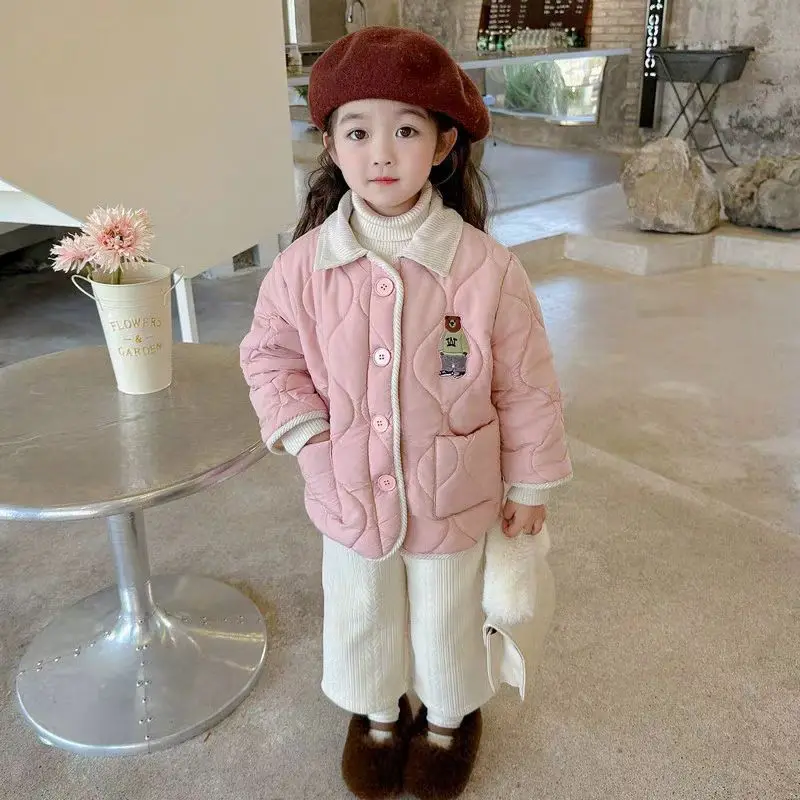 Abrigo acolchado invierno para niña, parkas cálidas de lana - imagen 2