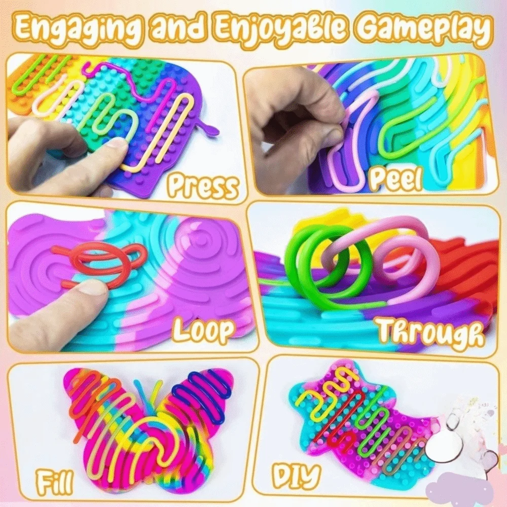 Varillas de silicona y tablero sensorial para actividades repetibles