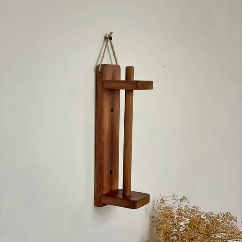 Portarrollos papel higiénico de madera para pared estilo rústico - imagen 4