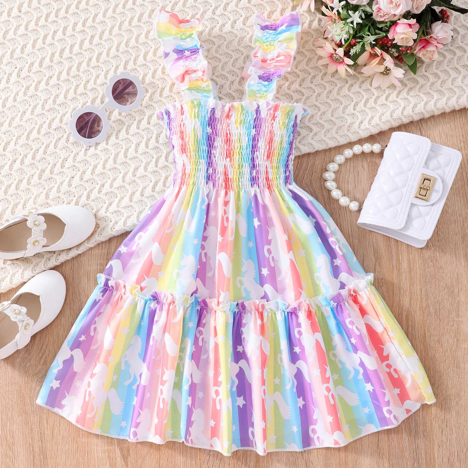 Vestido con print de mariposa colores vivos
