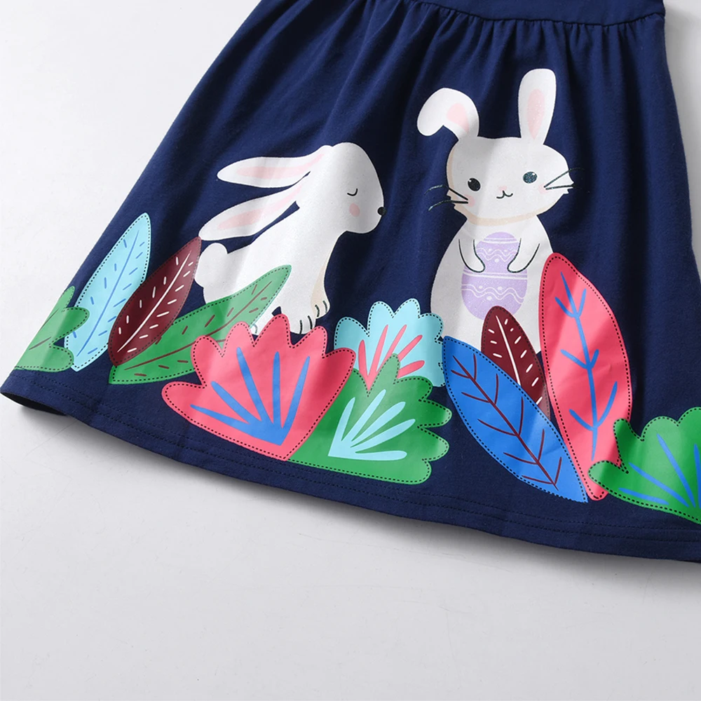 DXTON vestido de rayas algodón manga larga conejo estampado invierno - imagen 3